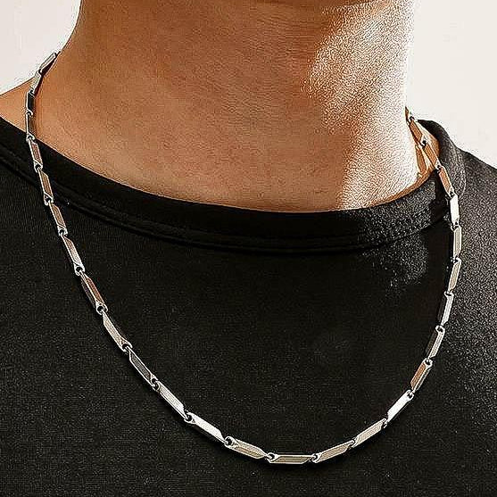 Stainless Steel Silver Rice Chain For Men and Boys